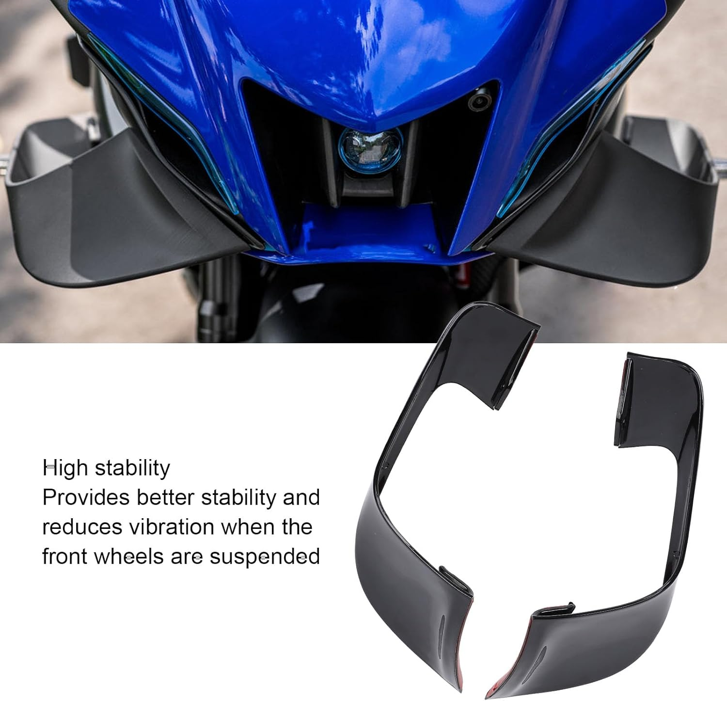 Motorcycle Fairing Side Winglets anti Skid Effect Design, Improved Stability and Maneuverability with Unique Shape for YZF R7 2020-2024, ABS Material (Black) image number 1