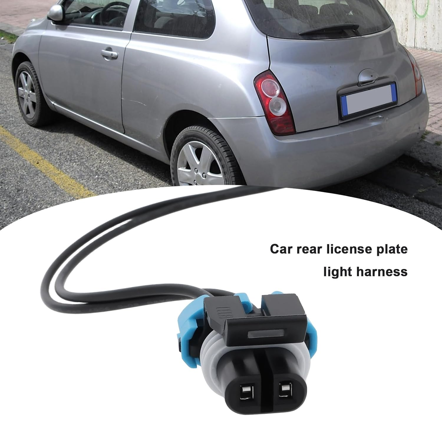 Emagtech 2Pcs Car Rear Number Plate Light Harness 2Pin Compatible with 03-10 Nissan Micra K12E