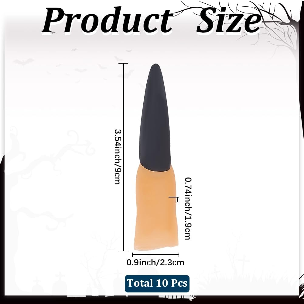 GORGECRAFT Pack of 10 Vampire Finger Halloween Finger Claws Vinyl Witch Fingernails Zombie Scary Long Sharpener Arrow Costume Nail Cover Props for Halloween April Fool'S Day Cosplay Gifts Make image number 1