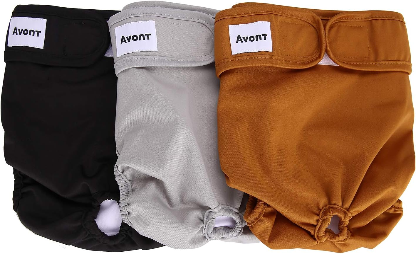 Avont 3 Pack Washable Female Dog Diapers (M/13-19" Waist), Premium Reusable Highly Absorbent Doggie Diapers Wraps Durable Dog Diaper Cover -Black