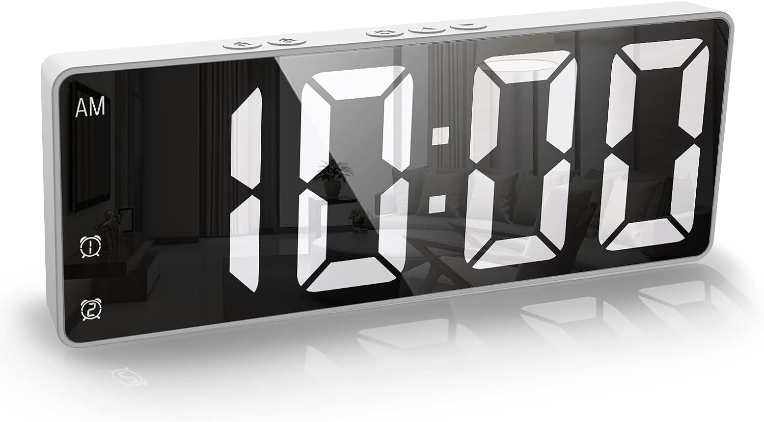 AMIR [New Version] Digital Alarm Clock, LED Alarm Clock for Bedroom, Electronic Desktop Clock with Temperature Display, Voice Control, 12/24H, Small Clock for Bedroom Decor