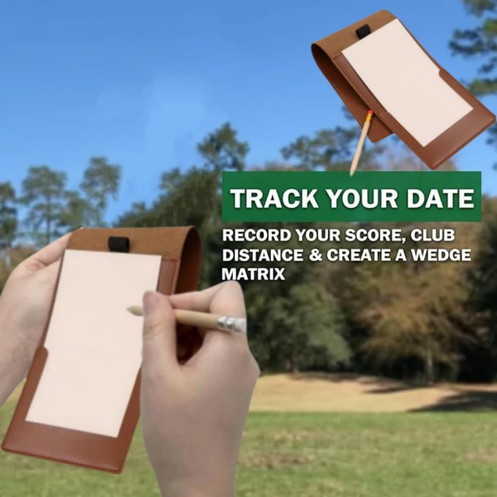 Golf Scorecard Holder, Golf Scorecard Book, Golf Notebook Holder, Golf Yardage Book Cover,Leather Yardage Book Cover for Golfers Practicing,Fits Back Pocket Perfect for Holding - Black image number 5