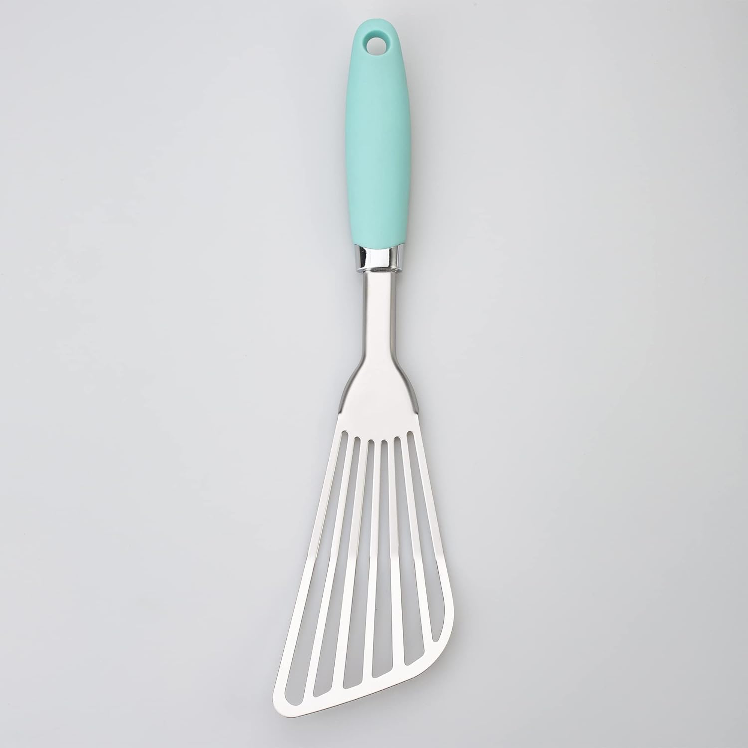 304 Stainless Steel Fish Spatula, Non-Slip Ergonomic Handle Slotted Spatula, Aqua Sky - Aqua Sky image number 5