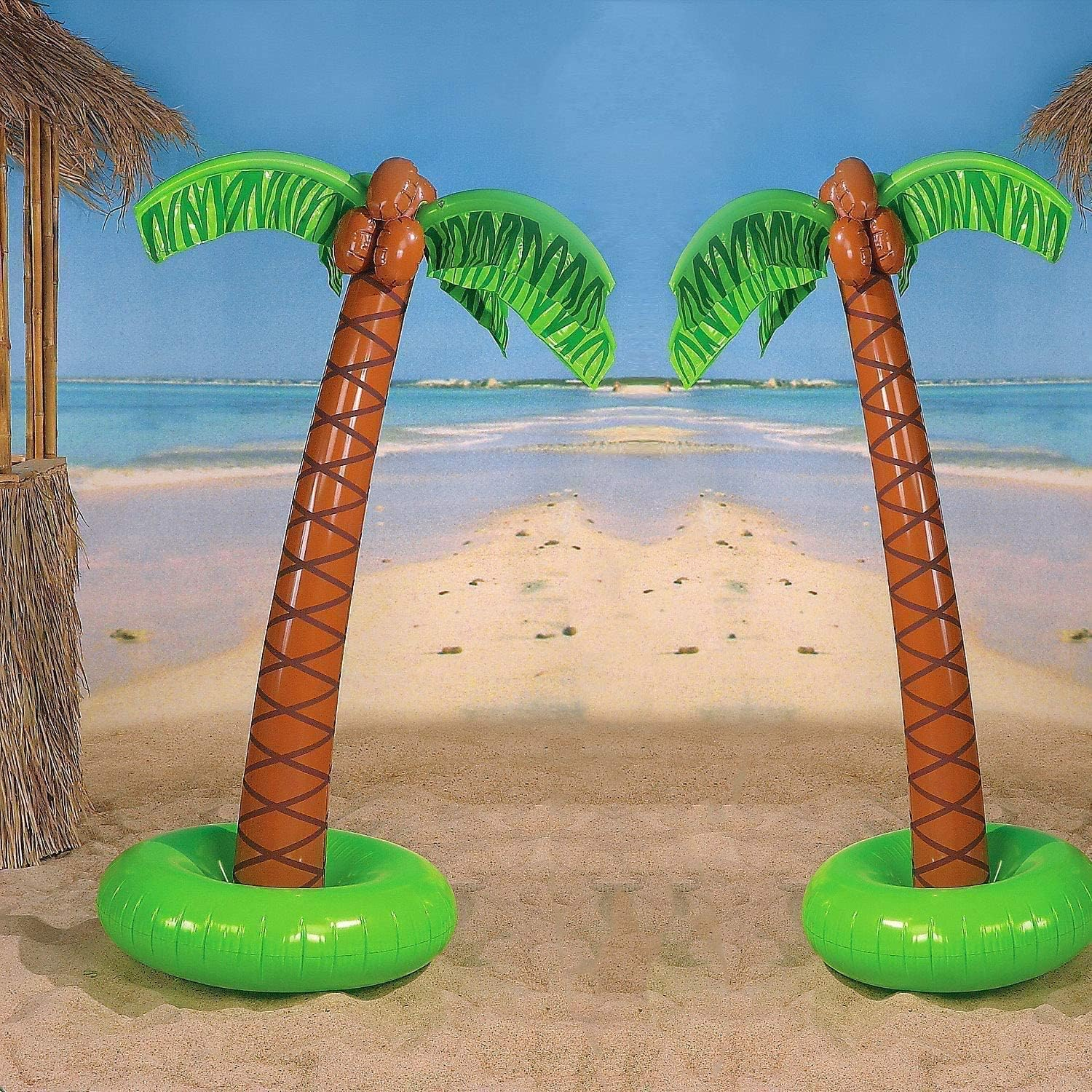 The Dreidel Company Inflatable Palm Tree Luau Decorations, Large 5.5 Ft, Tiki Pool Parties, Beach Party, Birthday Event, Outdoor Swimming, 66" Inches/5.5' Feet Tall, (2-Pack) image number 6