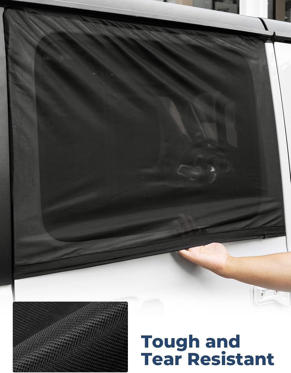 JOYTUTUS Rear Wrangler Side Window Sun Shade Camping Window Insect Screen Compatible with 2007-2024 Wrangler JK JL 4 Doors Gladiator JT, Car Window Covers for Privacy Blackout 2 Pcs image number 2