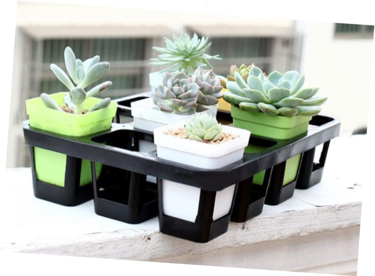 24-Cell Seedling Germination Tray Rack for Succulents and Plants, 2Pcs Black Plastic Starter Tray 7Cm Pots, 43X29X5Cm Gardening Nursery Boxes for Indoor and Outdoor Plant Growth image number 2