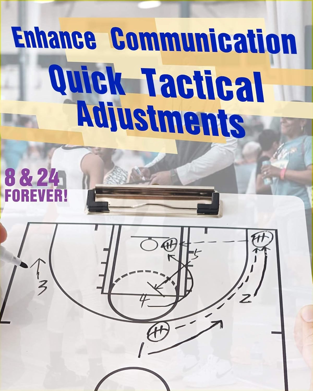 Basketball Coaching Board Double-Sided, Basketball Clipboard for Coaches, Basketball Dry Erase Board for Coaches, Basketball Whiteboard Tactical Play Board image number 3
