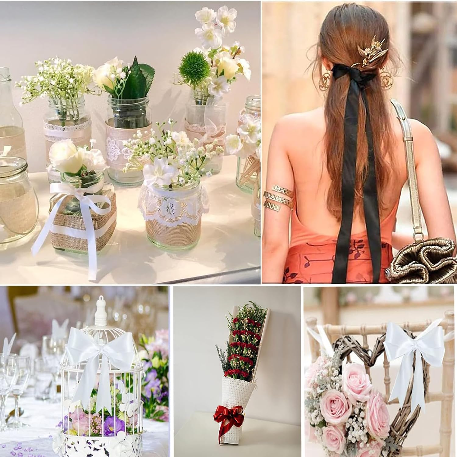 3Mm Dark Green Ribbon for Gift Wrapping,91M Fabric Thick Satin Ribbon Green Bow for Gift Wrapping,Ribbons for Balloons,Crafting,Hair,Bouquets,Wedding, Car,Presents,Cake,Christmas Party Decorations image number 6