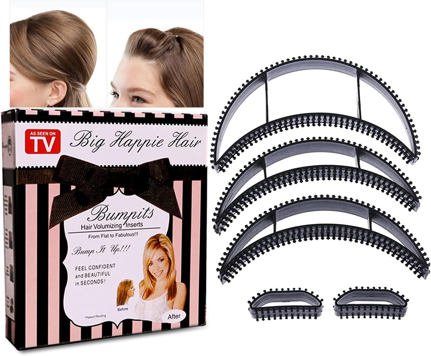 Ycfish 5Pcs Bump It Black Styling Coiler Set, Volume Hair Hair Accessory for Fluffy Hairstyling Tools for Women and Girls