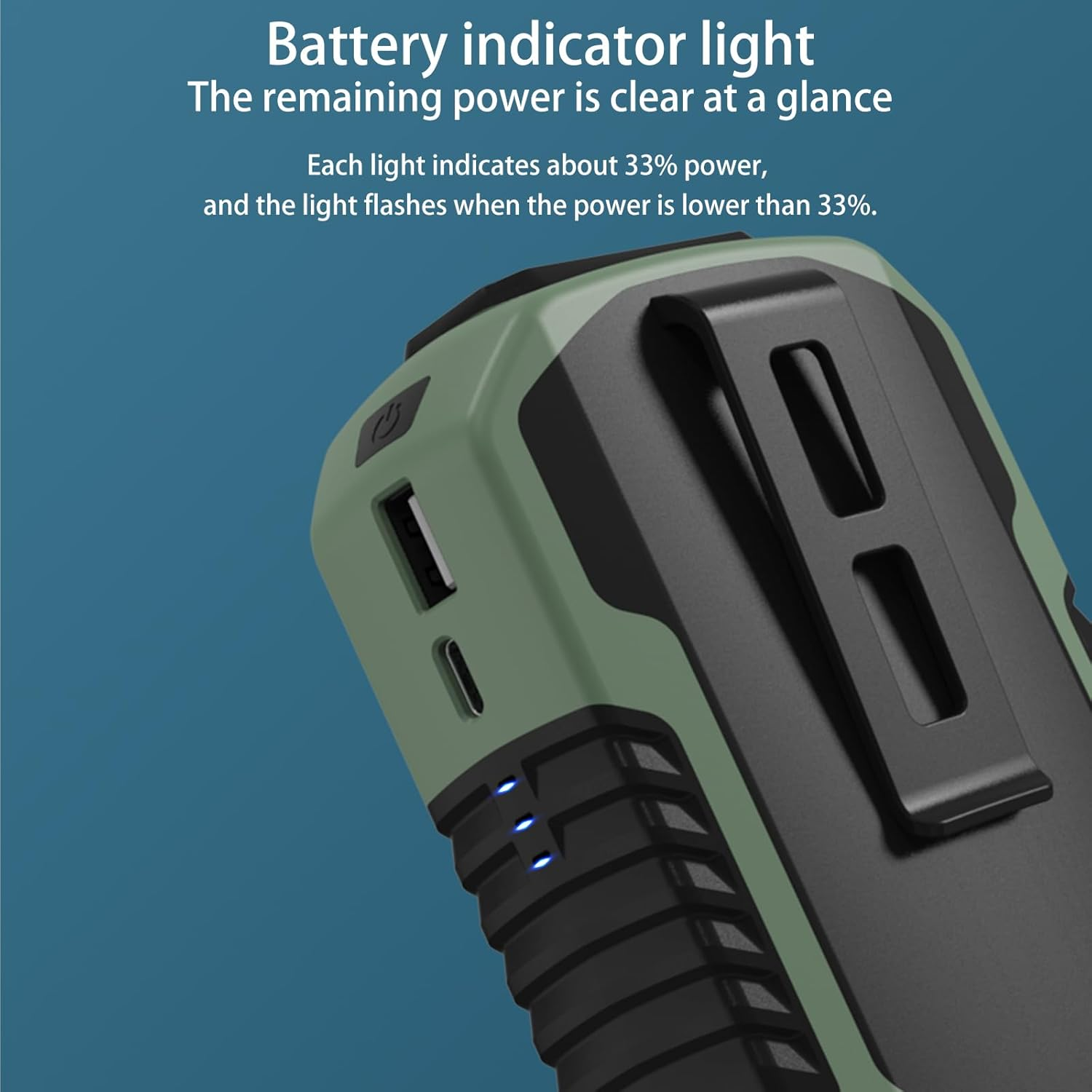 Portable Waist Fan, 6000Mah Personal Cooling Fan Clip on Wearable Belt, Rechargeable Belt Fan, 3 Speeds Wind, Hands-Free Neck Fan Shirt Fan for Camping/Travel/Sport/Outdoor Workers, Army Green image number 3