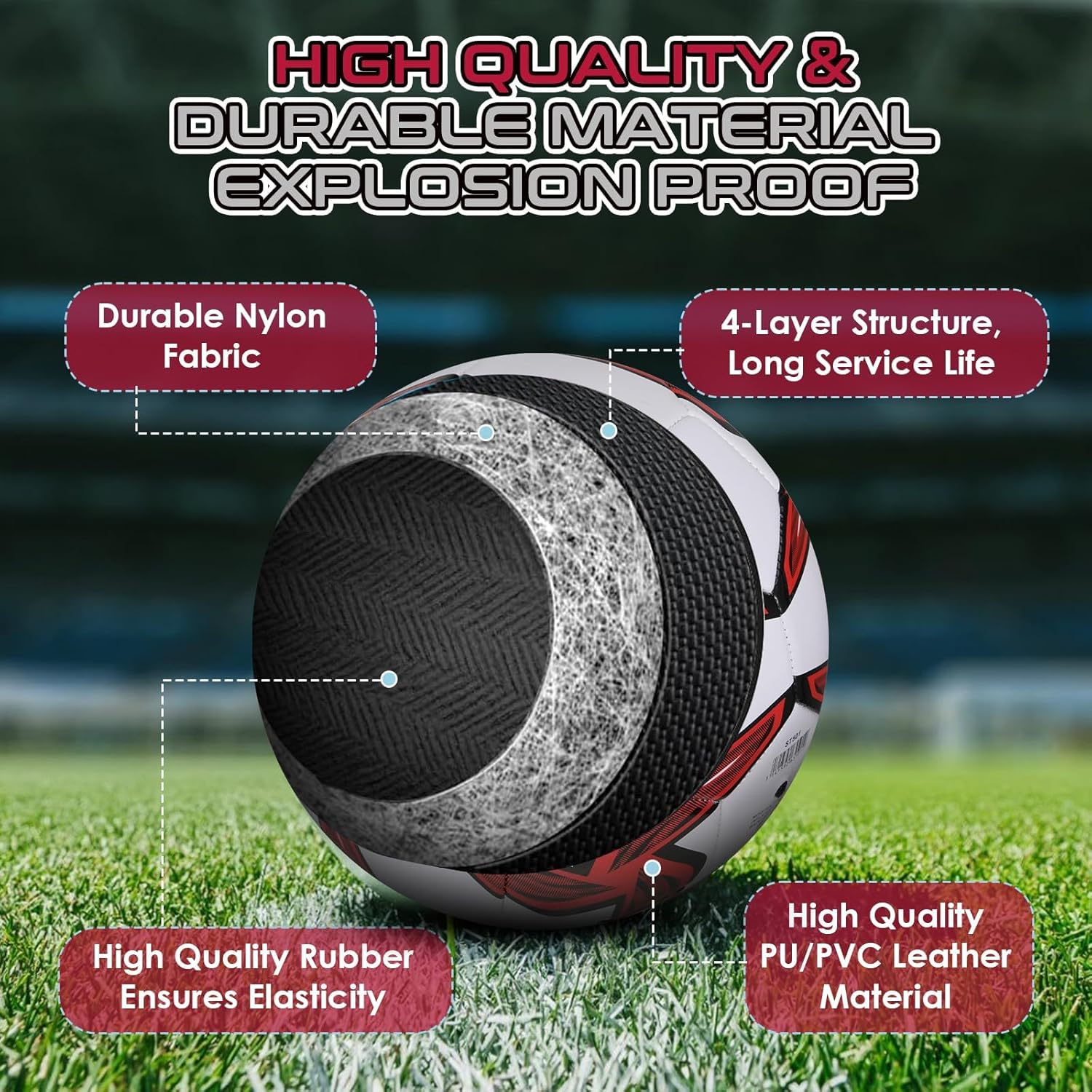 Training Soccer Ball, Official Soccer Ball Size 5, Soccer Ball Outdoor & Indoor, Football for Cadeau D'Anniversaire Pour Amateur or Game image number 6