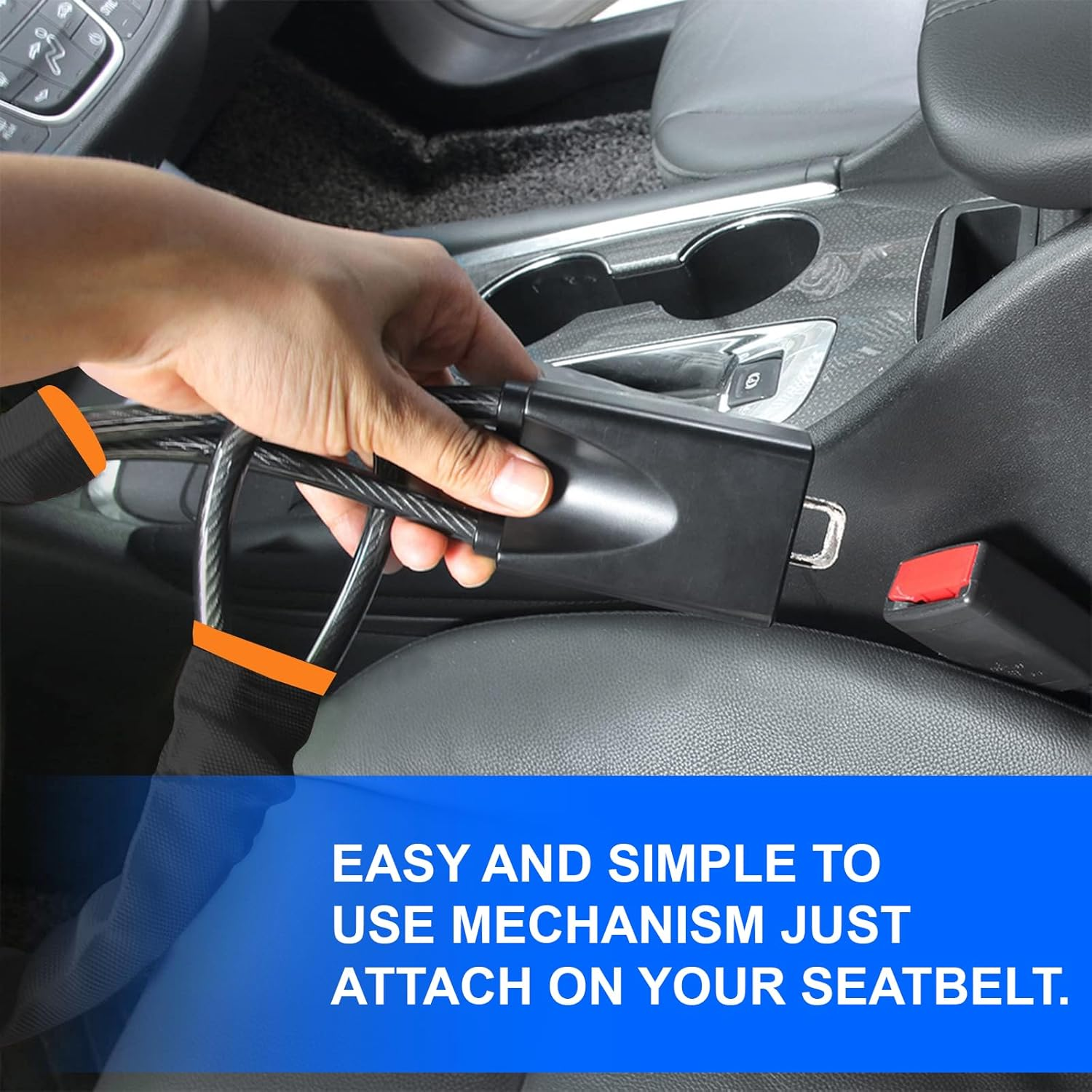 MAEZOE Car Steering Wheel Lock with 3 Keys, Seat Buckle Lock, Anti-Theft Device Theft Prevention Car Lock Fit Most Car, SUV, Van image number 2