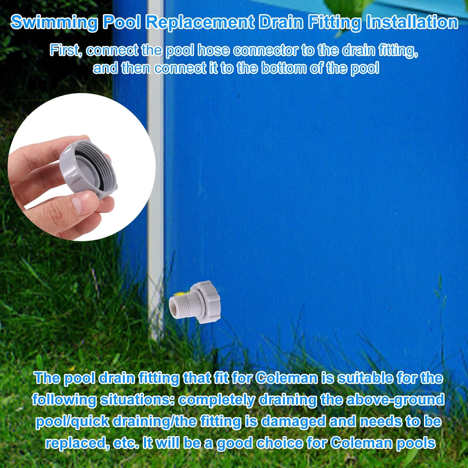 2Pcs Pool Replacement Part for Coleman, Drain Valve Cap & Hose Connector Compatible with Coleman Swimming Pool Accessories Replacement Parts for Easy Maintenance (Grey) image number 5