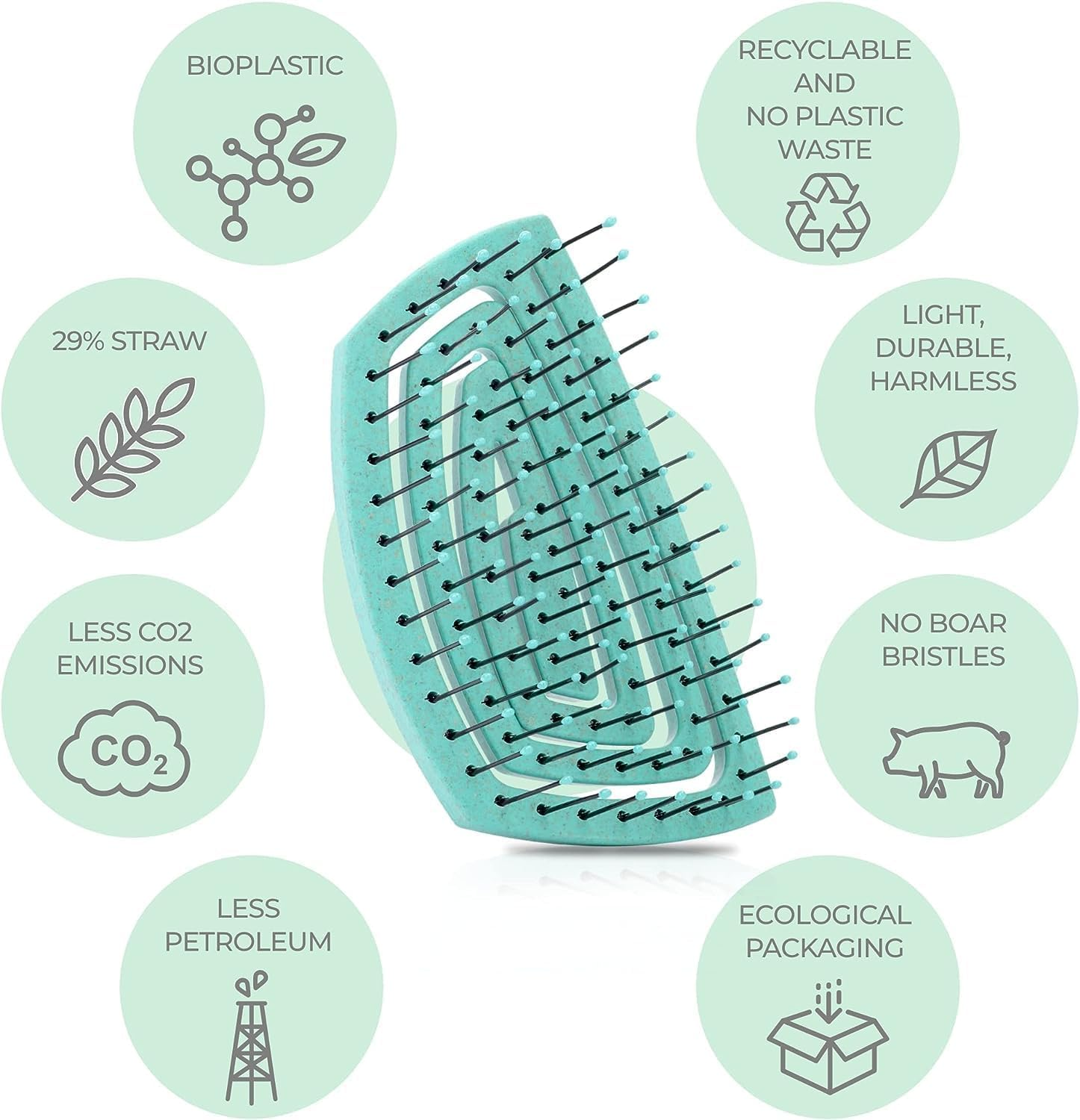 Ninabella Organic Mini Detangle Hair Brush for Women or Toddler - Does Not Pull on Hair - Travel Size Hair Straightening Wet Brushes for Girls or Kids - Unique Spiral Hairbrush image number 2