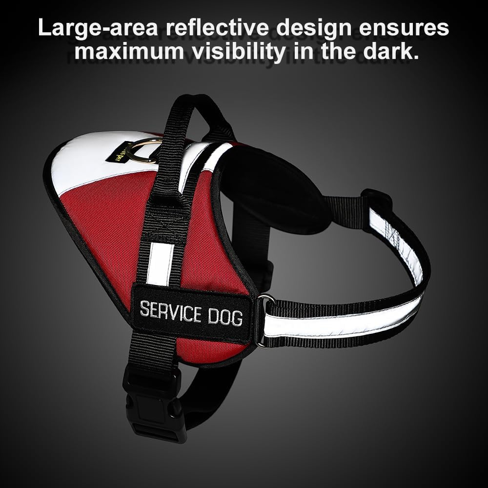 PLUTUS PET No Pull Service Dog Vest Harness for Small Breed Dogs,Soft Padded Dog Harness Adjustable with Handle & Reflective Material for Easy Control & Safety (Red,S) image number 3
