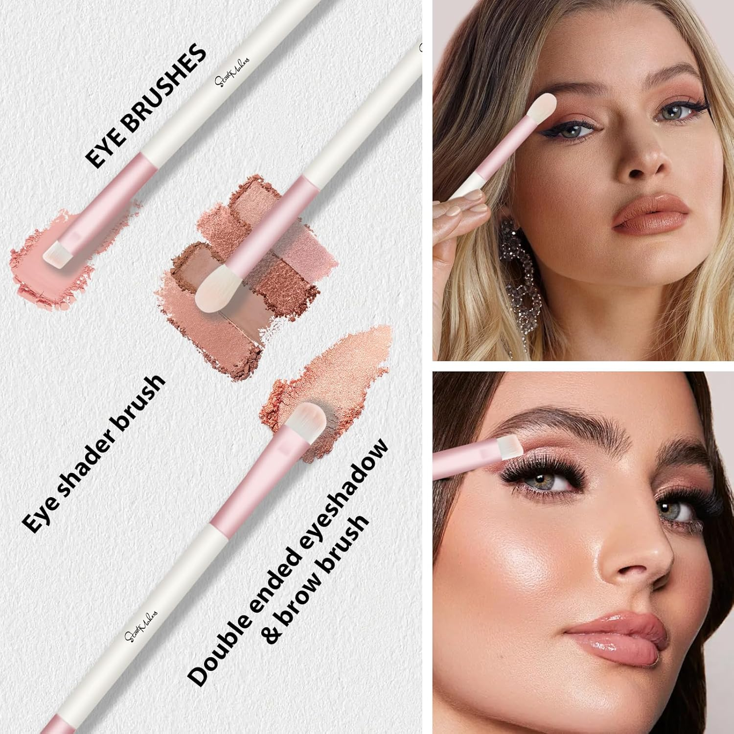 Start Makers Makeup Brushes 5Pcs Double Ended Makeup Brush Set with Foundation Brush Concealer Blush Contour Eyeshadow Brushes for Liquid Powder Cream image number 6
