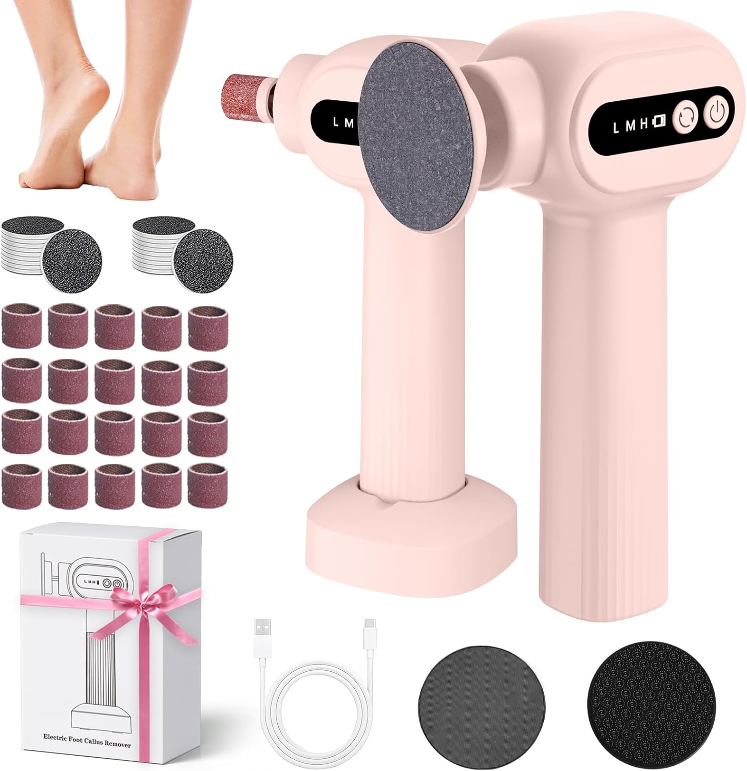 Bostar Electric Foot File 6 Speed Pink