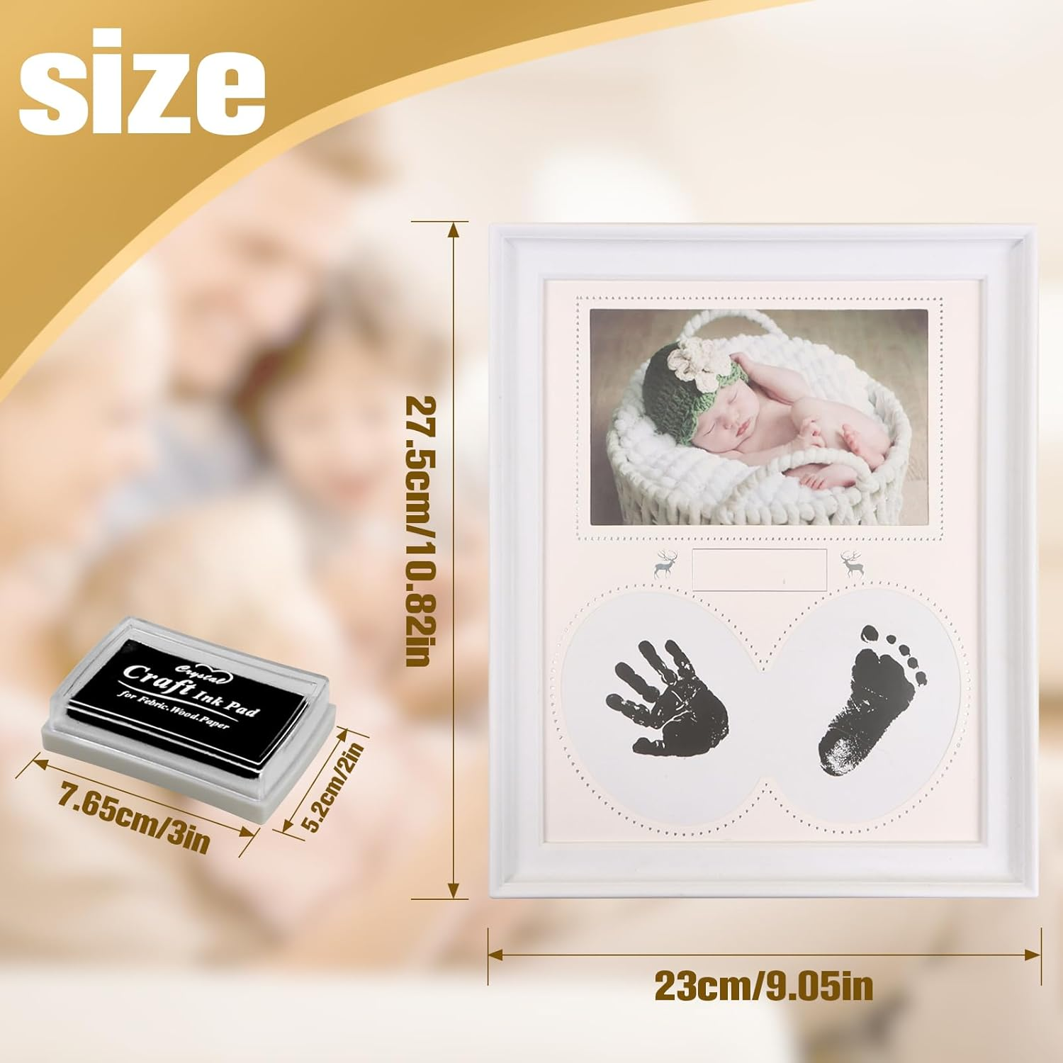 Baby Hand and Footprint Kit，Shower Gift Casting Printing, Essentials for Newborn Boys and Newborn Girls, Baby Keepsake Photo Frame, Pet Paw Print Set image number 2