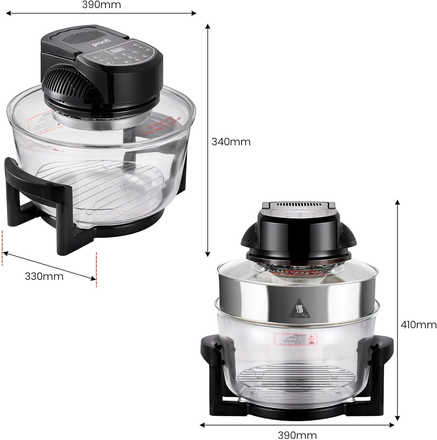 Pronti 17L Convection Oven Air Fryer Digital Turbo Healthy Broiler Cooker 1400W Roast Bake Grill BBQ Fry Defrost - Black image number 4