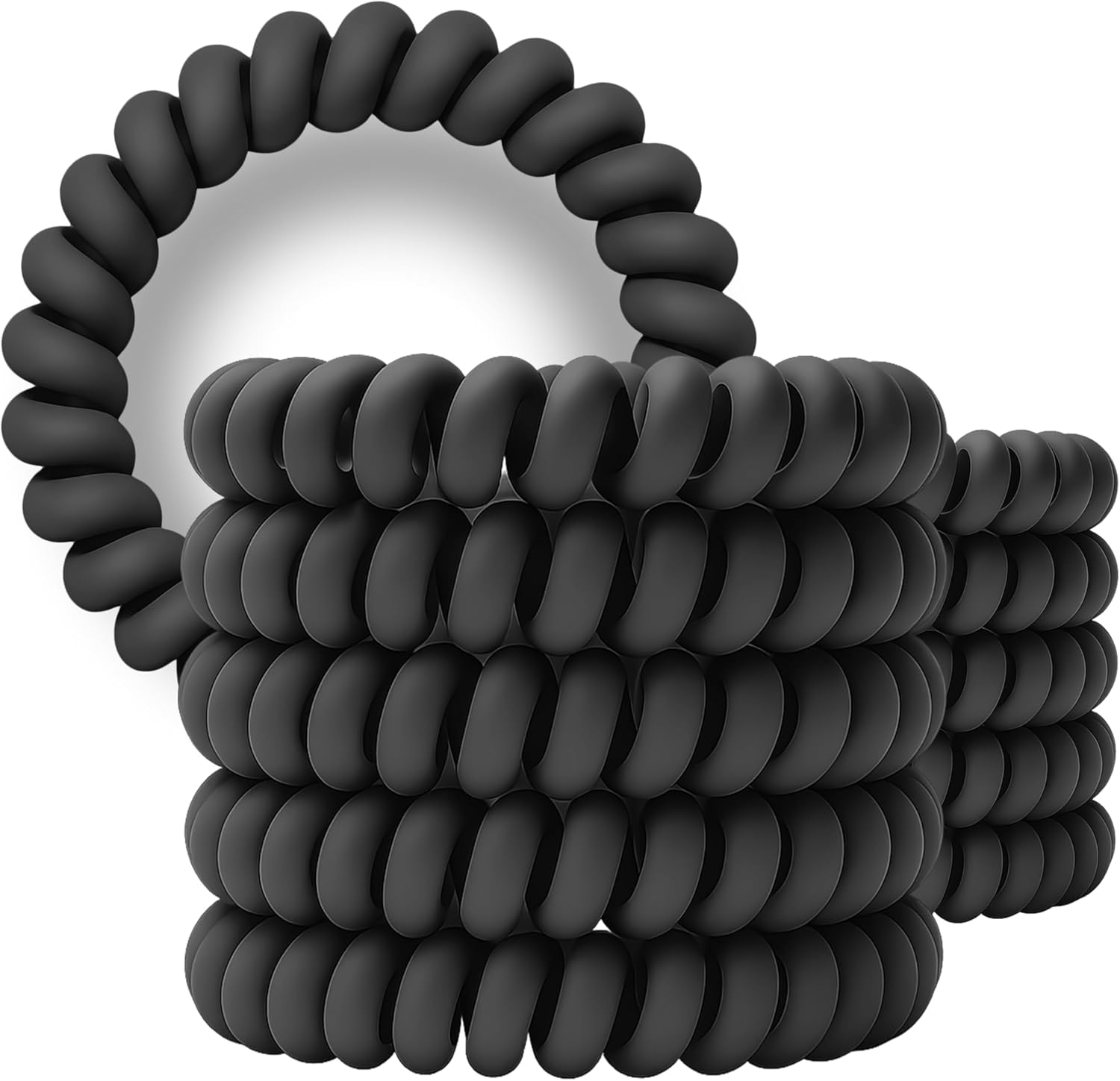 Specora - Spiral Hair Scrunchies Pack of 10-5 Cm TPU Matte Black image number 4