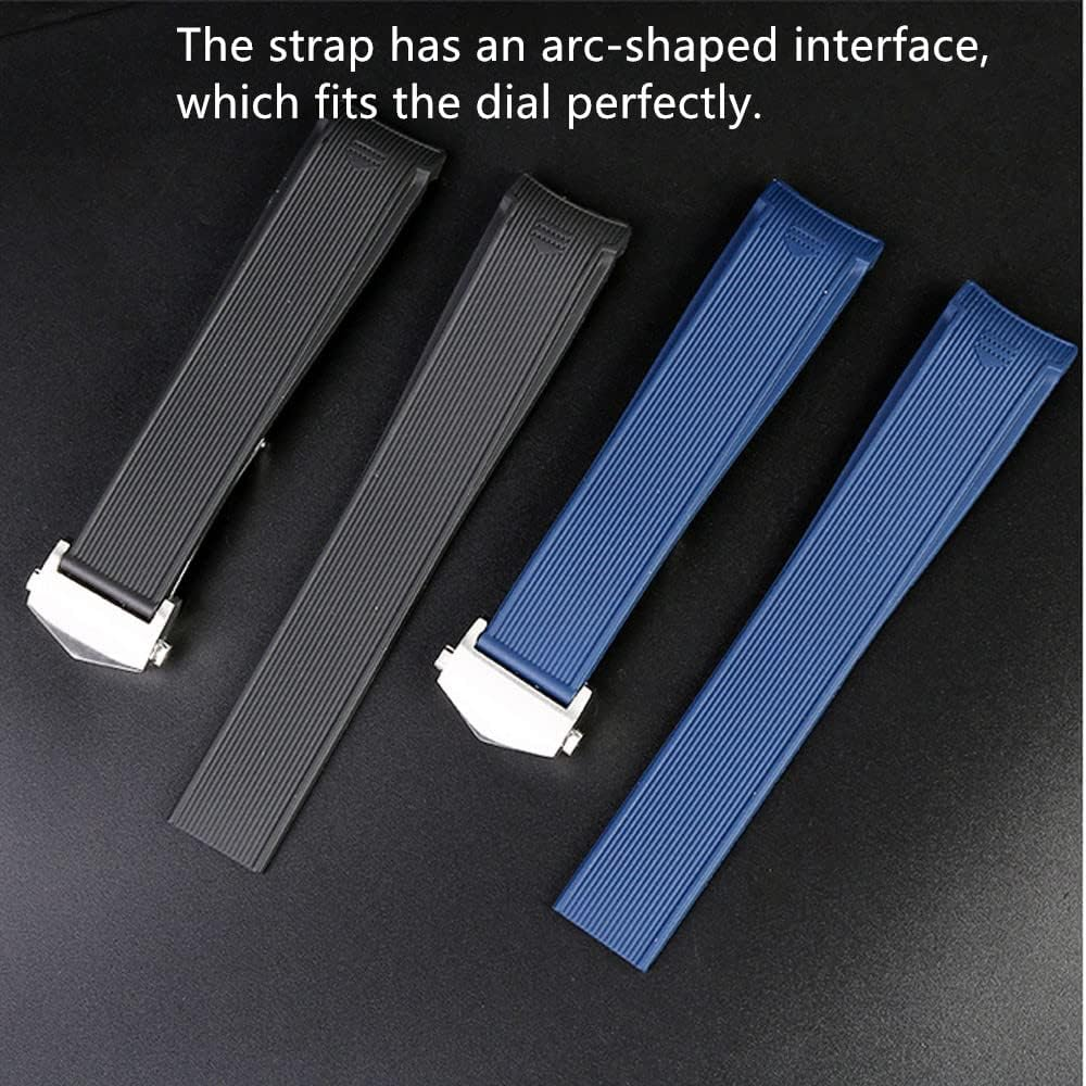 HEYOZURY Watch Strap for Tag Heuer 22 Mm Silicone Folding Buckle Bracelet Aquaracer Series Monaco Series Replacement Bracelet Original Bracelet Watch Strap for Tag Heuer - Blue image number 2