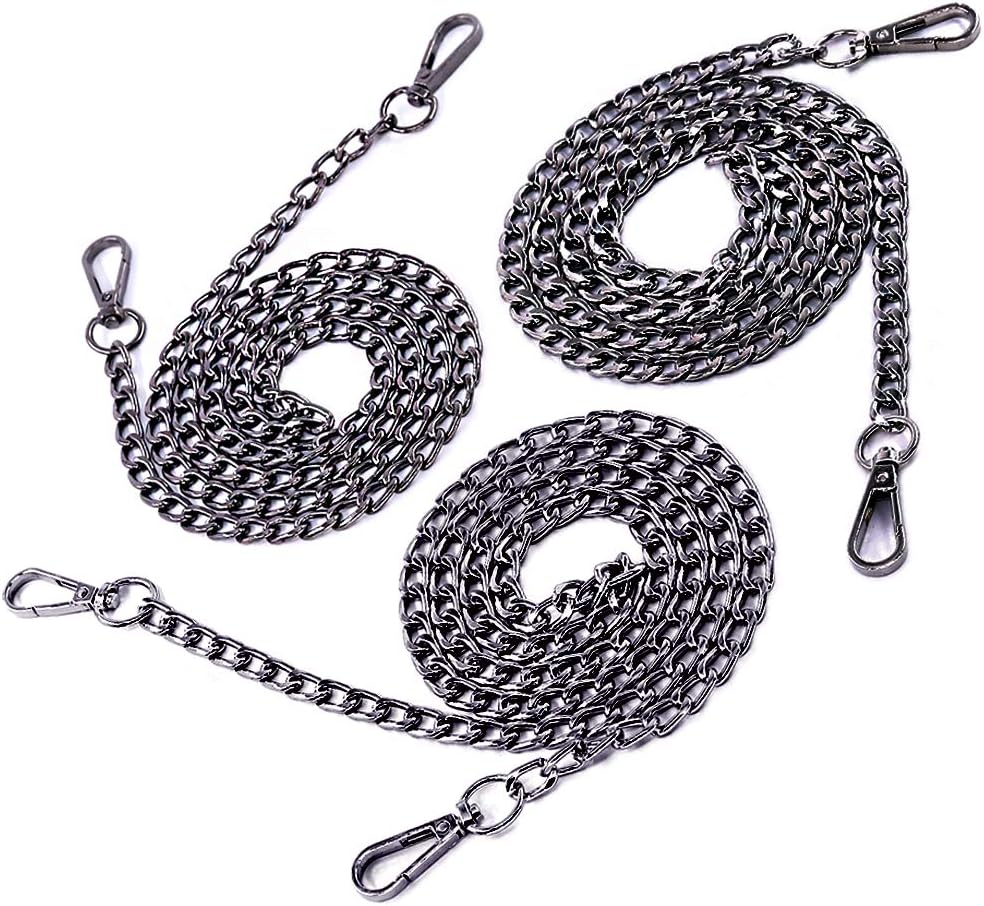 Swpeet 3Pcs Purse Chain Strap Slim Wide 7Mm for Comfortable Flat Metal Strap