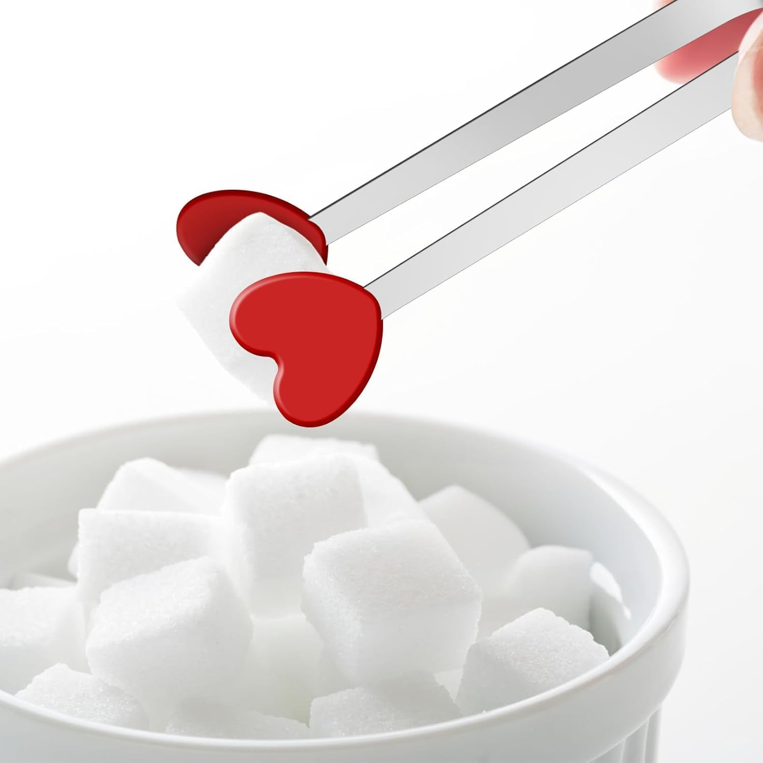 4 PCS Heart Shape Little Serving Tongs - Small Kitchen Tongs for Ice, Fruits, Sugar, BBQ & More, 11.7Cm/4.6In Kitchen Gadgets with Cute Design image number 3