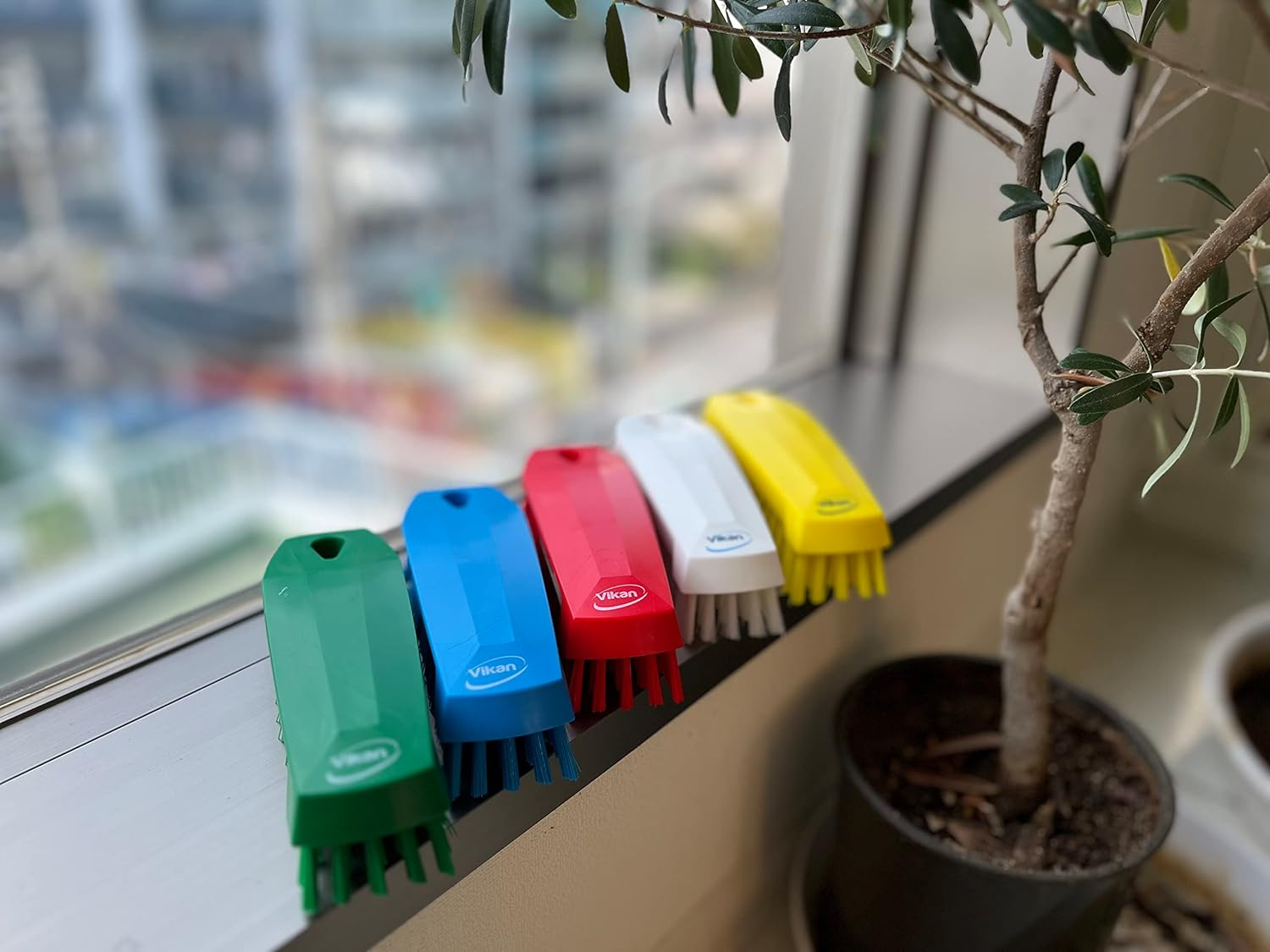 Vikan 35874 Brush,Scrub,Medium,7",Pp/Pbt,Red