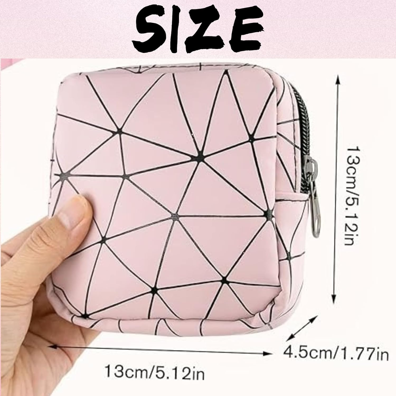 Abeillo 2PCS Reusable Waterproof Sanitary Napkin Storage Bag,Small Tampon Holder Bag，For Keys, Headphones, Change,Purse,For Tampons/Pads/Menstrual Cup Feminine Care for Teen Girls(Pink&Black) image number 3