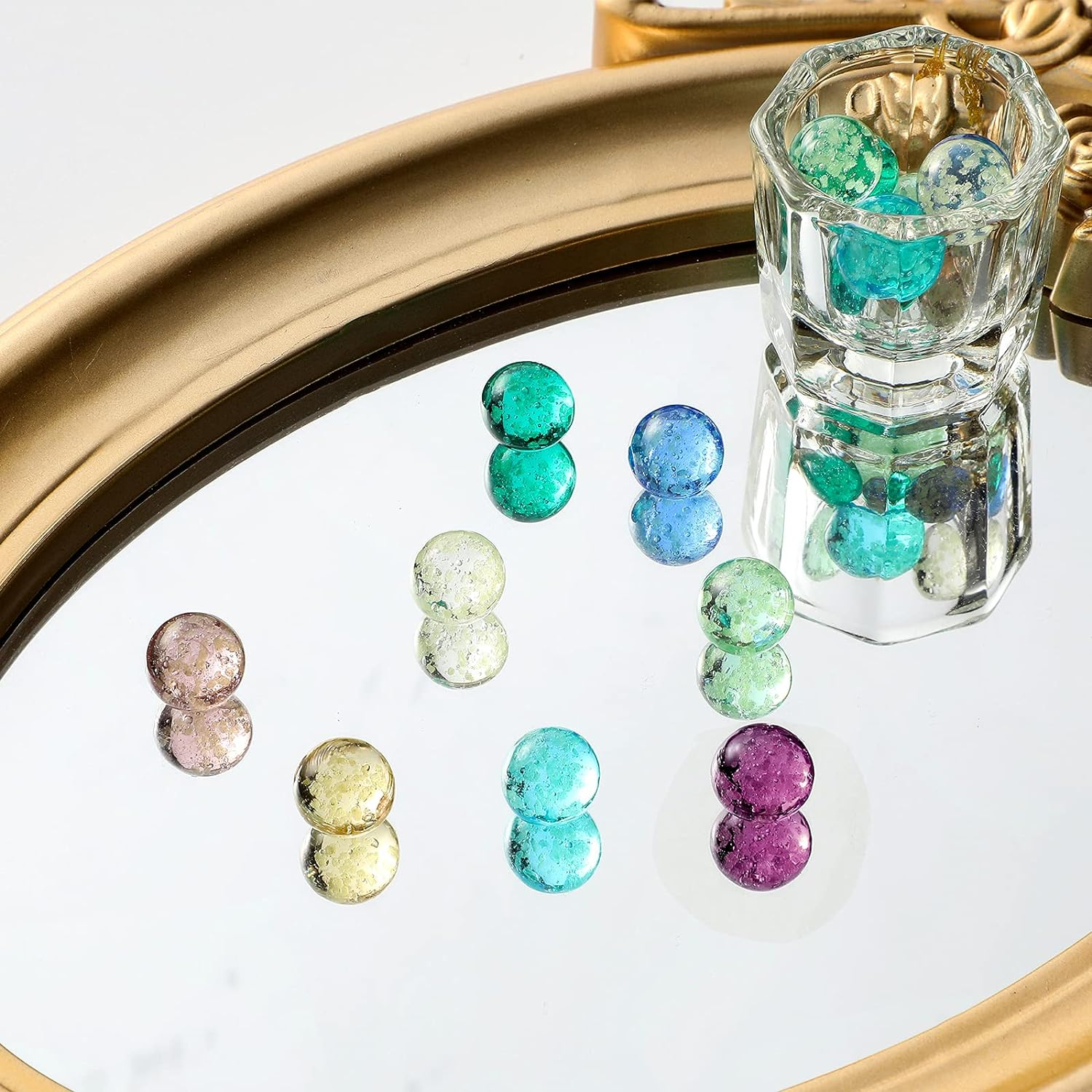 48 Pieces Marbles Glow in the Dark Mixed Colors Luminous Glass Marbles Runs for Kids Marble Games DIY and Home Decoration (0.8 Cm/ 0.32 Inch) image number 2