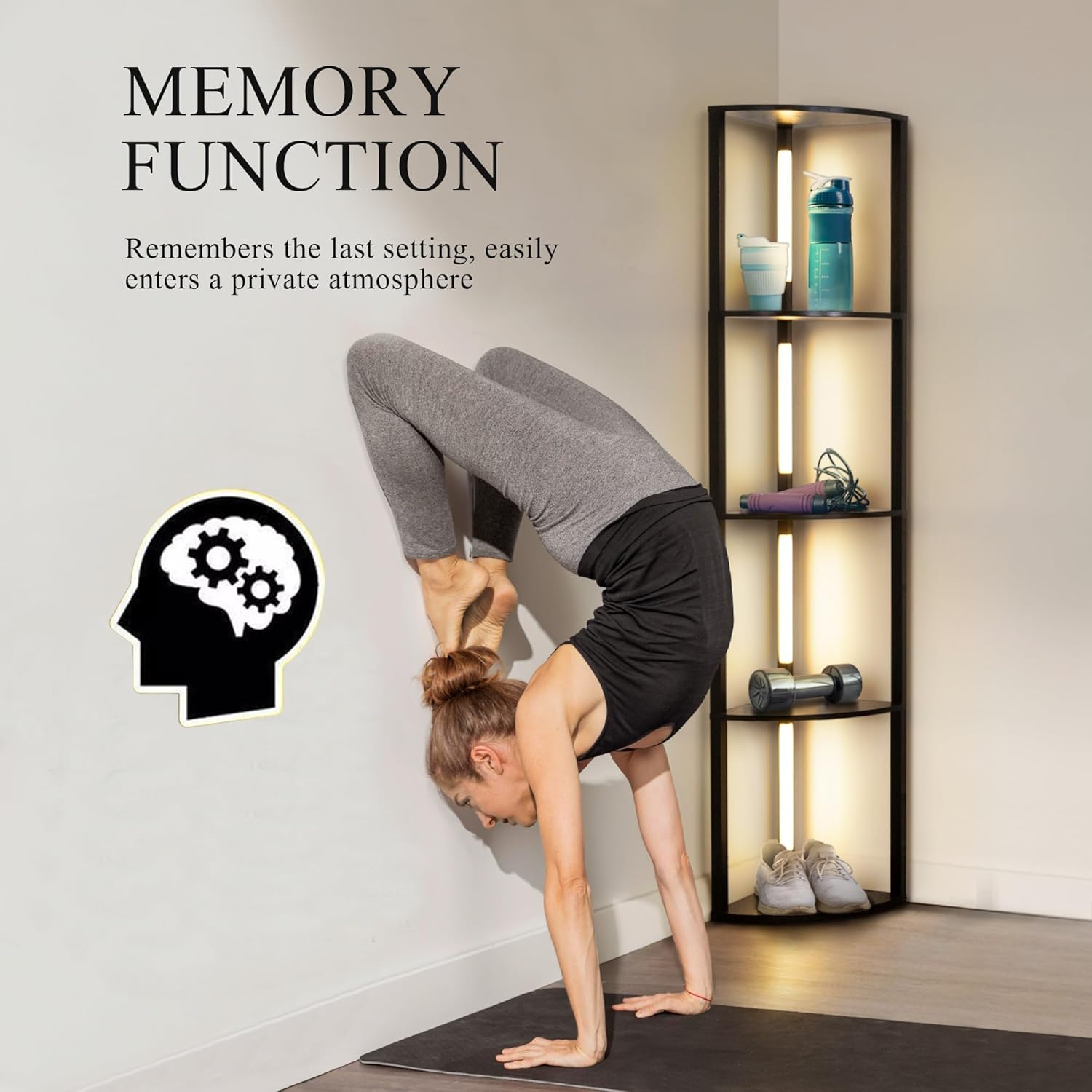 TUXOIUBA Dimmable LED Corner Floor Lamp with Shelves, Corner Shelf Floor Lamps for Living Room, LED Corner Display Shelf with Lights and Adjustable Color Temperature for Living Room Bedroom Home image number 5