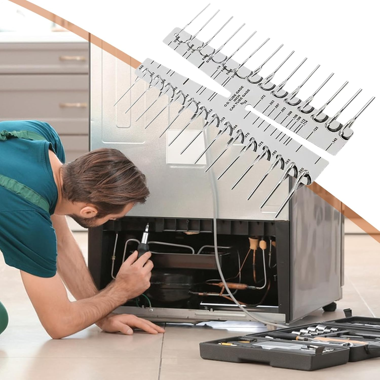 Capillary Tube Gauge - Metric Imperial Measuring Tool,Copper Capillary Tube Diameter Gauge - for Hydraulic Pneumatic Process Control Industrial Machinery Technician Engineer image number 2