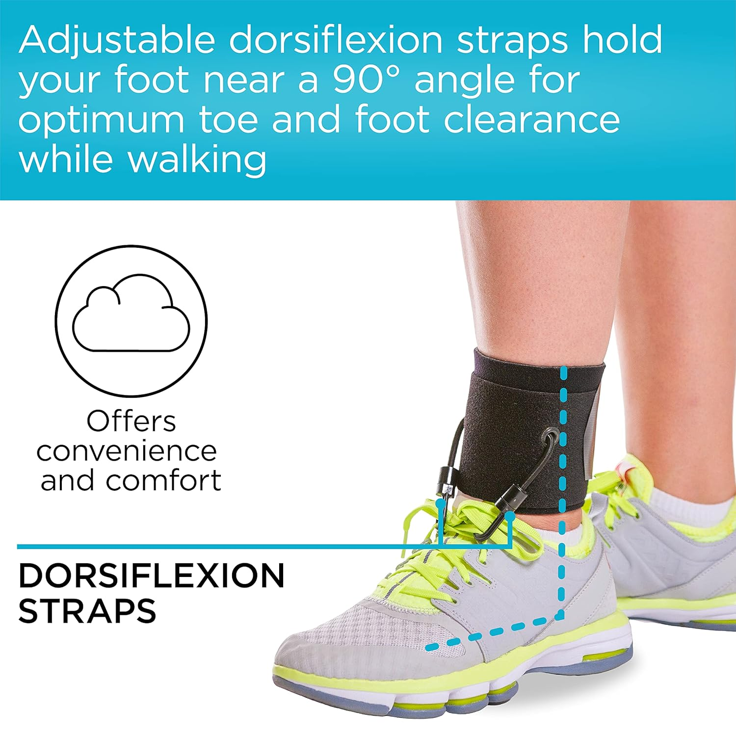 Braceability AFO Foot Drop Brace - Adjustable Soft Ankle Foot Orthosis Drop Foot Brace for Men and Women, Walking with Shoes, Toe Lifter Support, Dorsiflexion Assist Brace Fits Left or Right (L/XL) image number 3