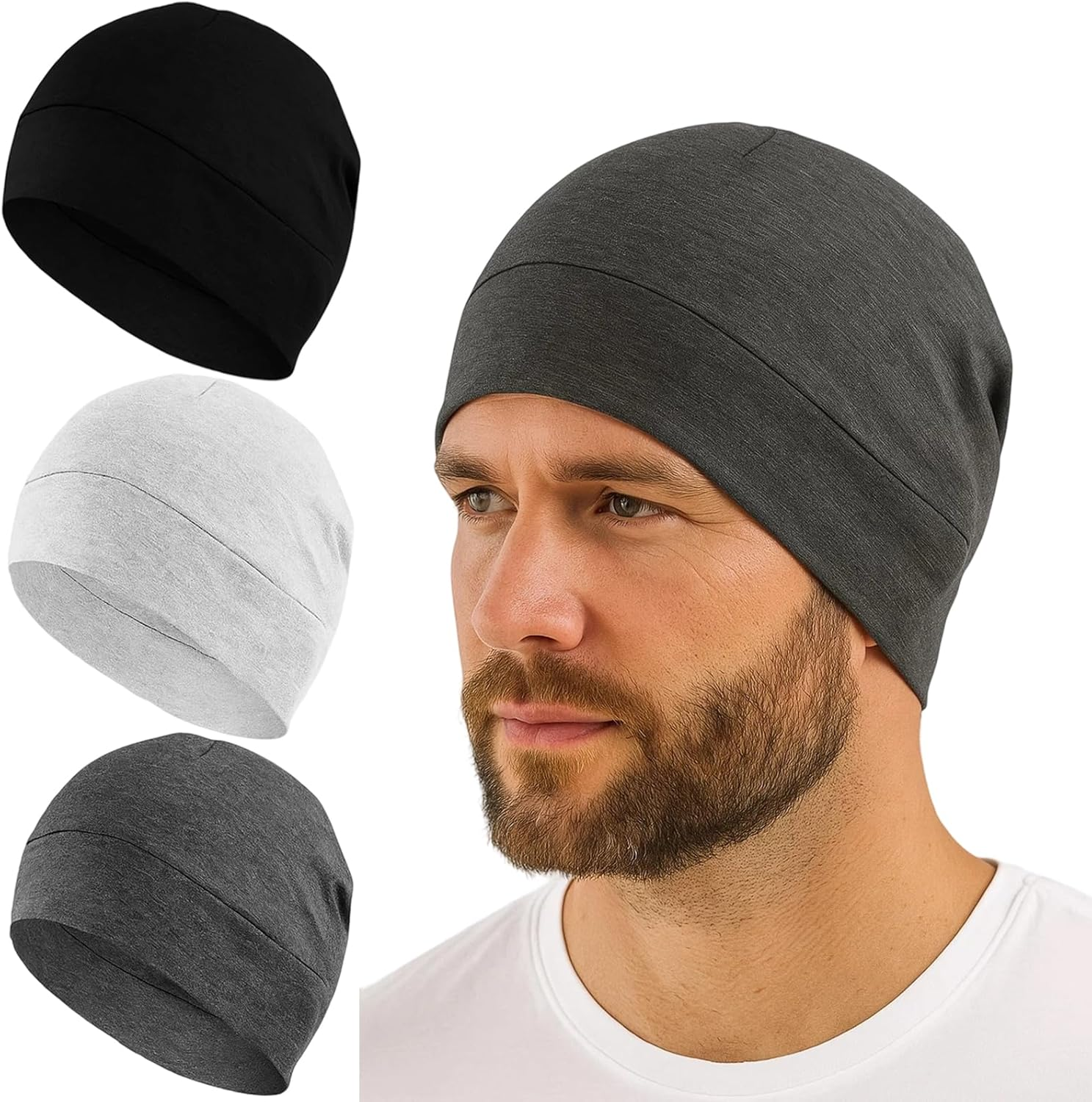 Cycling Hat, Cycling Hat under Helmet, Pack of 3 Summer Hat, Men and Women, Lightweight Thin Cotton Bicycle Cap, Hat under Bicycle Helmet for Cycling, Running, Mountaineering, Motorcycling, Unisex