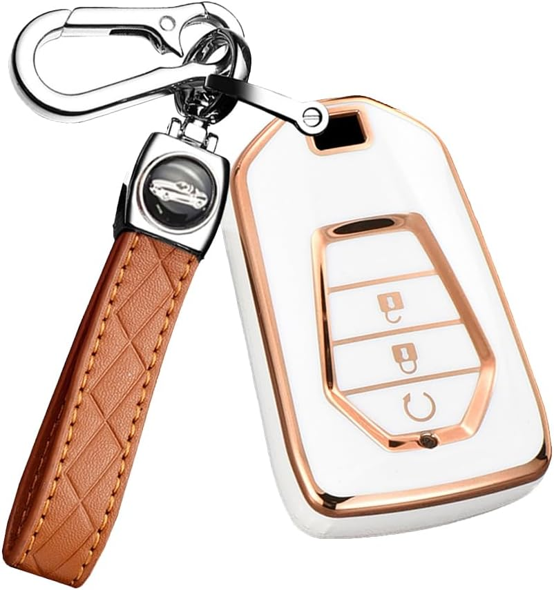 Ontto TPU Car Key Fob Cover Fit for Isuzu D-Max MU-X D Max AT35 for Mazda BT50 Pickup 2020 2021 2022 Onwards Key Holder Smart Case Shell Keyring Keychain Protector Accessories 3 Buttons Grey