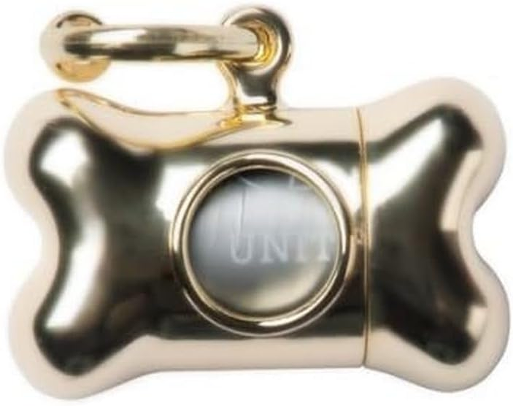 United Pets Bon Ton Nano Chrome Dispenser for Small Dogs - Includes 10 Biodegradable Bags - Gold