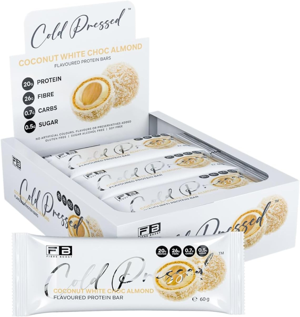 Fibre Boost Cold Pressed Coconut White Choc Almond Flavoured Protein Bar