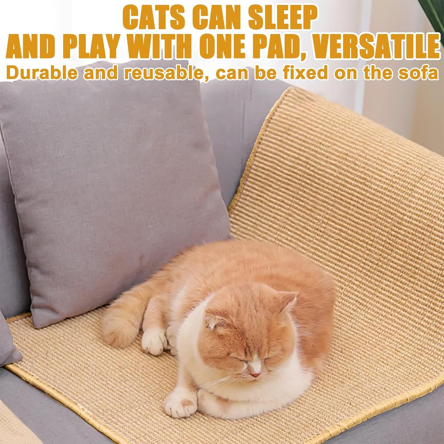 Pack of 2 Cat Scratching Mat, 60 X 40 Cm, Scratching Boards, Cat Sisal, Scratching Mat, Sisal Mat, Scratching Pads, Durable Cat Furniture Doormat, Cat Scratches for Sofa Furniture Doors, Carpets, image number 1