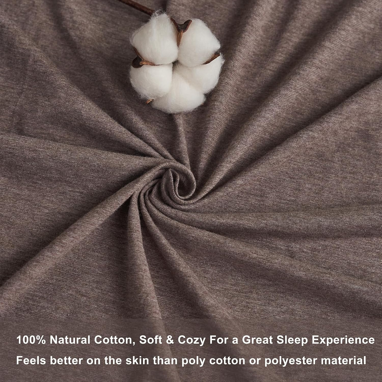 Jersey Cotton Queen Bed Sheets Breathable Ultra Soft Cotton Jersey Sheets Queen Comfy All Season 4Pcs Stretchy Knit T Shirt Fitted Jersey Sheet Set Queen Bed (Coffee Marle, Queen) image number 1