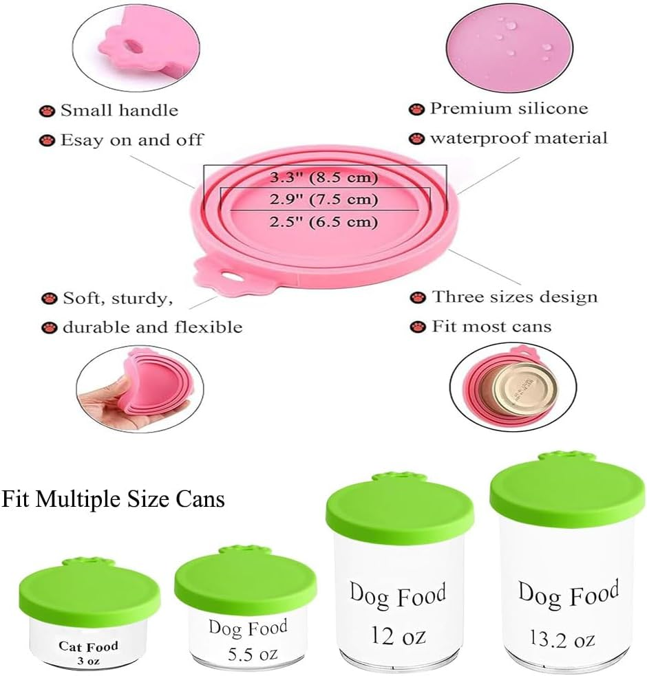3 Packs Silicone Pet Can Lid and Spoons, Dog Cat Food Can Cover, Universal Size Can Tops, 1 Fit 3 Standard Size Food Cans, BPA Free Dishwasher Safe (Blue, Green, Orange) image number 1
