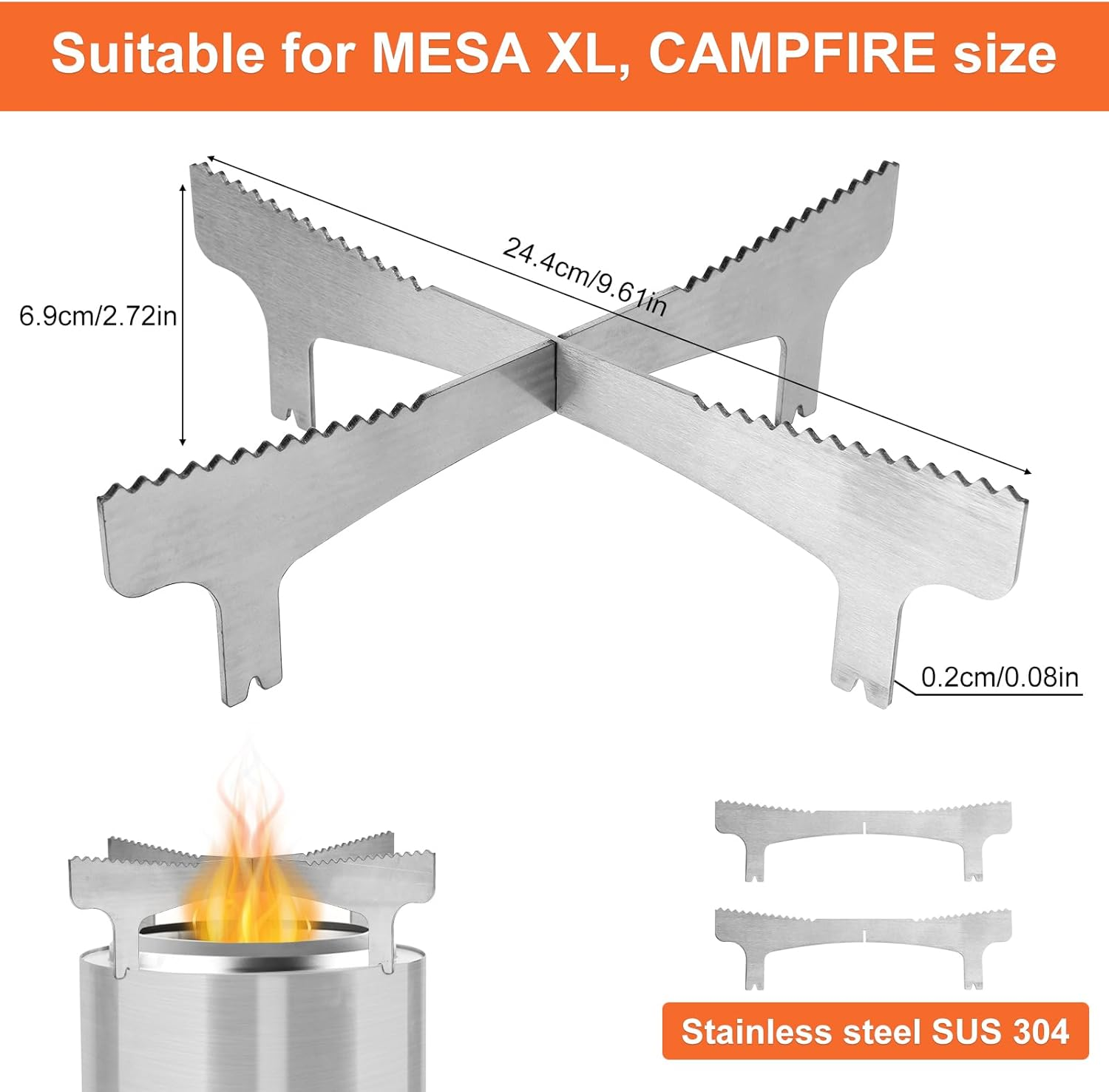 Fire Pit Cooktop Frame, Stainless Steel Firepit Frame Avoid Sliding Tabletop Fire Pit Stand Suitable for Most Pans and Plates Compatible with Solo Stove Mesa XL image number 5