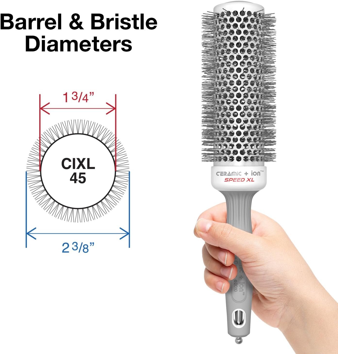 Olivia Garden Ceramic + Ion Speed XL round Brush &ndash; 1 3/4" Extra-Long Thermal Barrel &ndash; Professional Blowout Tool &ndash; CIXL-45 image number 4