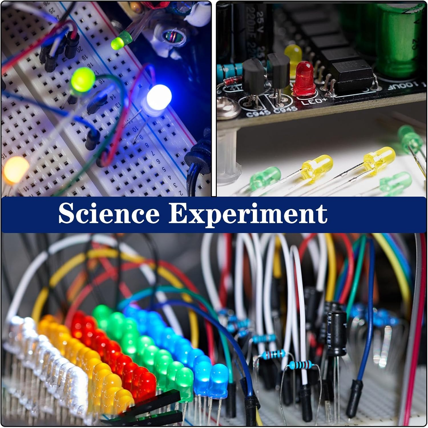 Juasky 150Pcs 5Mm LED Diode Lights,Light Emitting Diodes,Blue LED for Science Experiment DIY Projects - Clear-Green image number 3