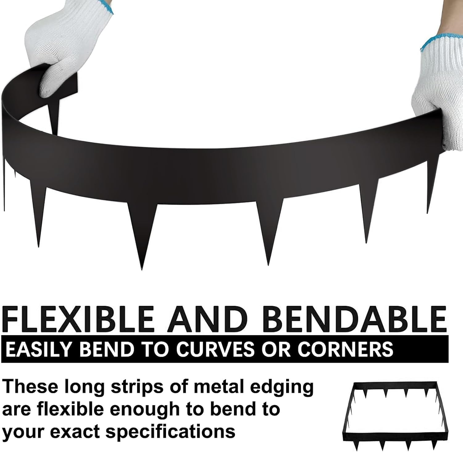 Homodoskey Flexible Garden Edging Borders 10-Pack Corten Steel Landscape Lawn Edging - 4.5In H Black Powder Coated Bendable Metal Strips-Rusted Border W/ 11 Clips(33Ft Total) (Black) - Rust image number 6