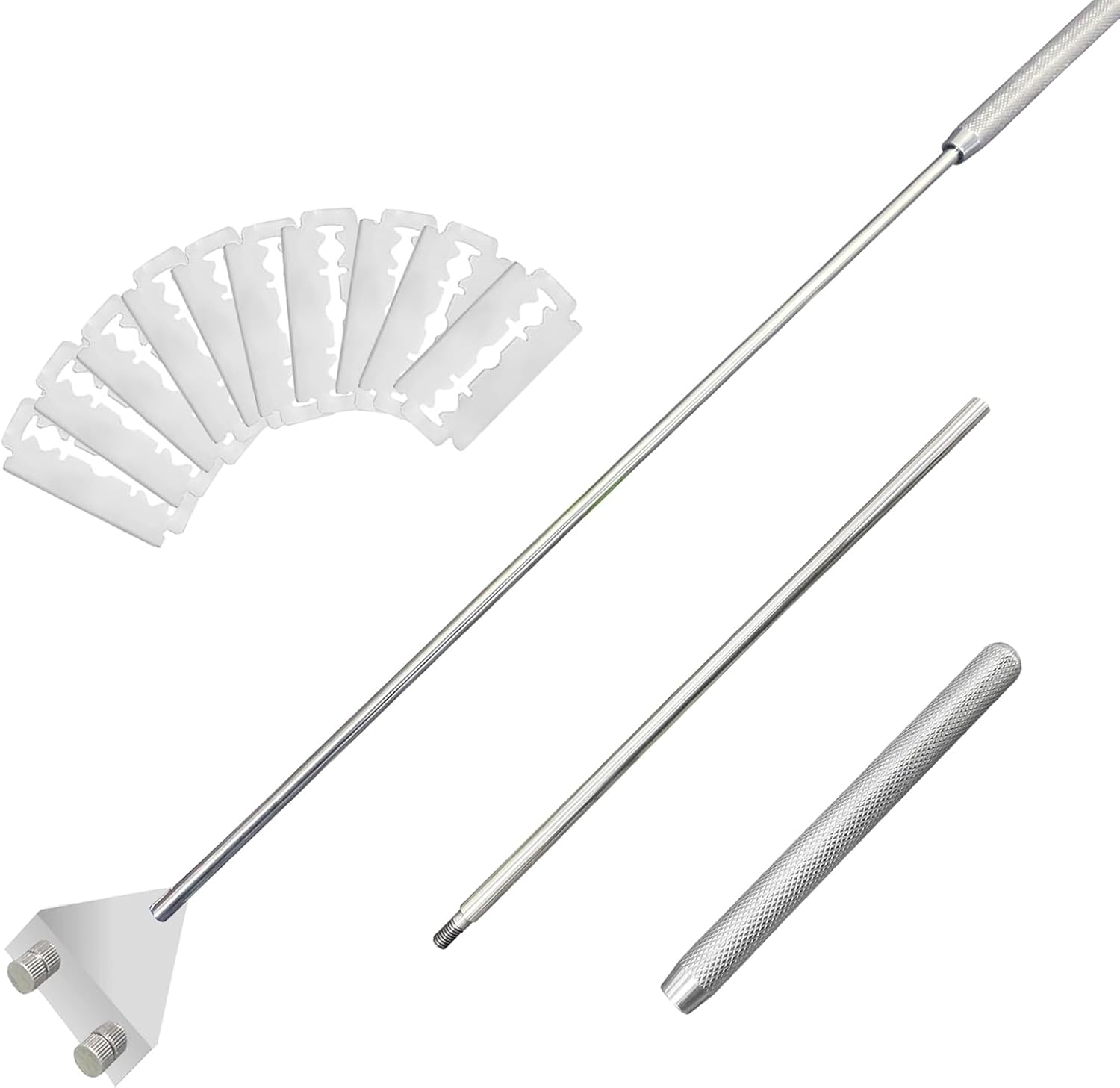 Yukihalu Aquarium Algae Scraper Fish Tank Cleaner, Stainless Steel, Come with 10 Blades, 66Cm Length, Used for Glass Aquarium Fish Tank image number 3