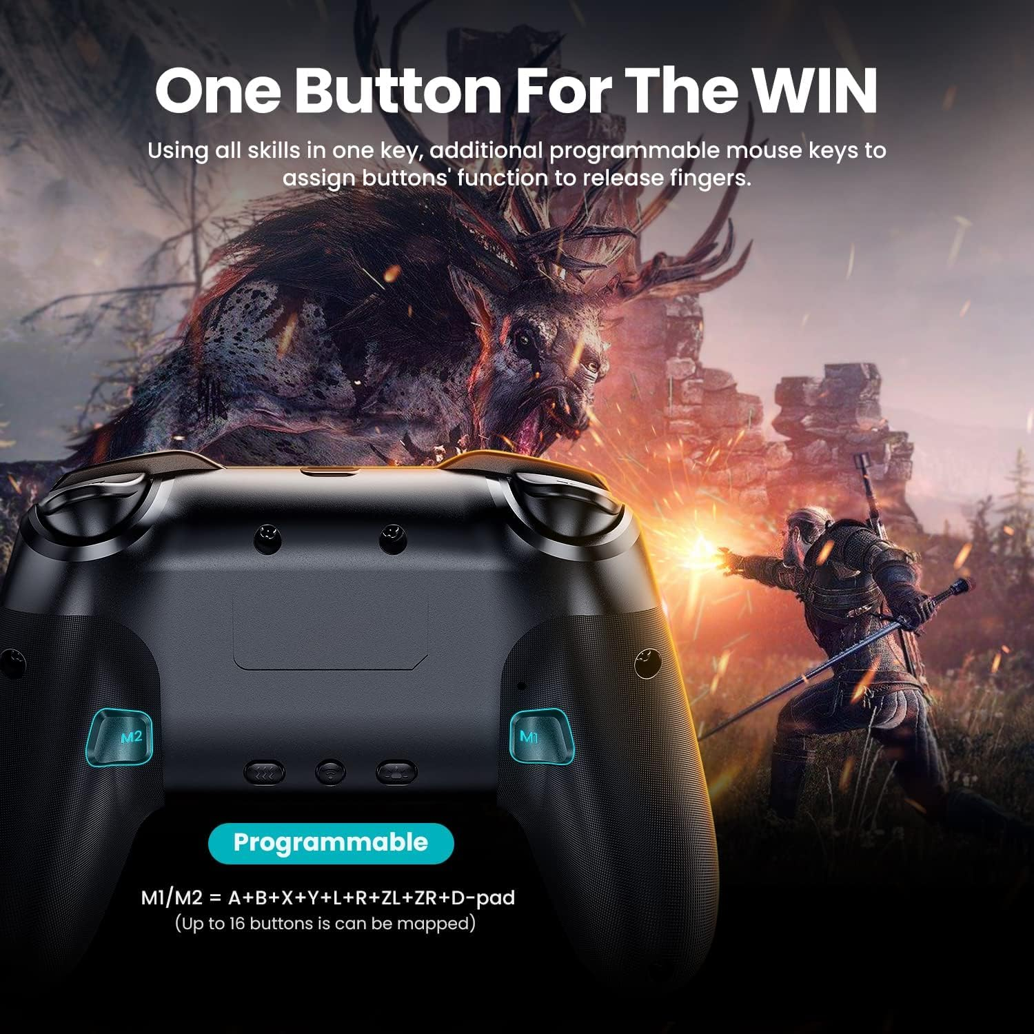 Wireless Switch Controller, Pro Controllers Compatible with Switch Lite/Oled/Android/Ios/Pc, One-Key Pairing Gamepad with 9-Color RGB Leds 1000Mah Battery 6-Axis Motion Wake up Function image number 4