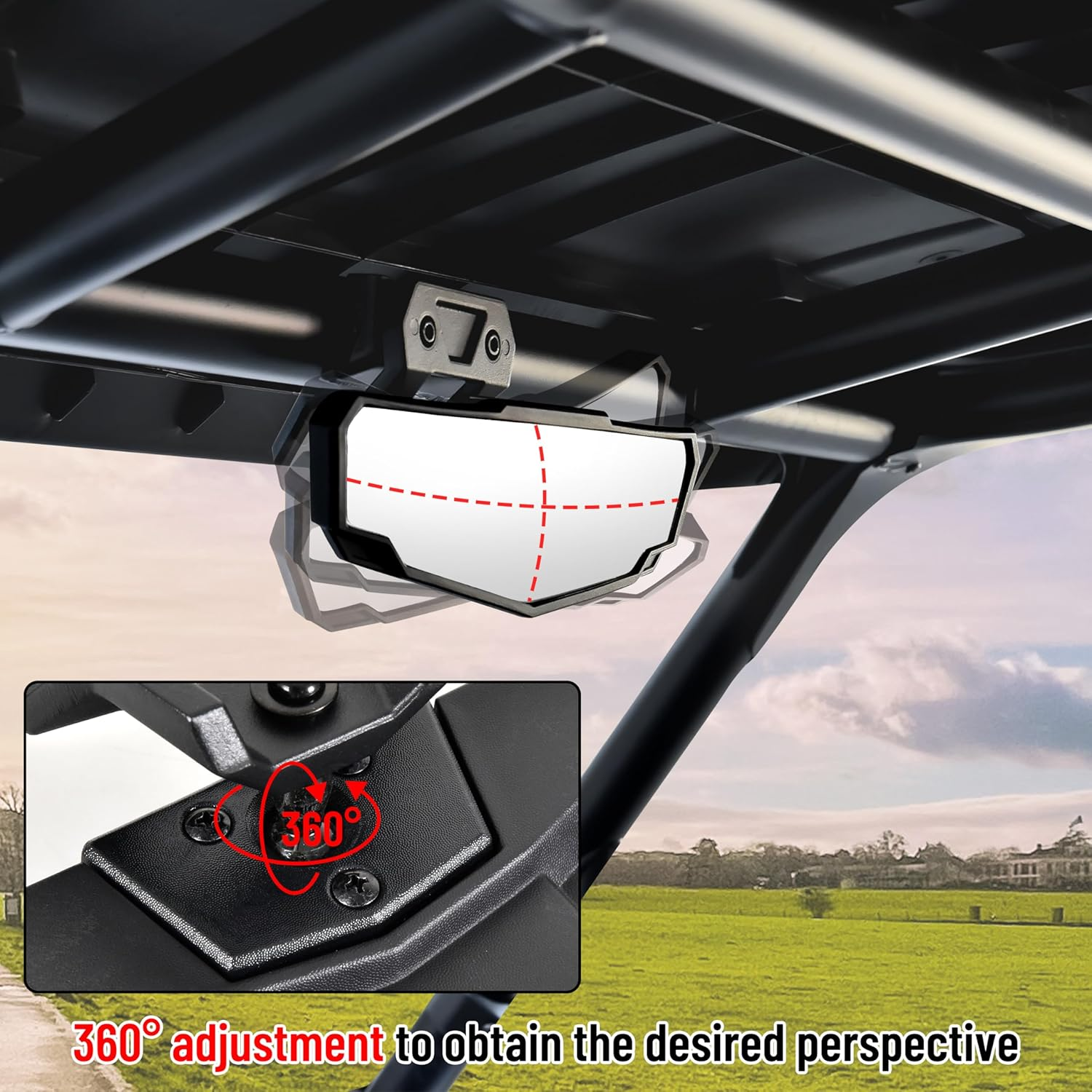 Side Mirrors Center Convex Rear View Mirror Kit for Polaris RZR XP 1000/ XP 4 1000 Ultimate/Sport/Premium 2024 Accessories image number 2