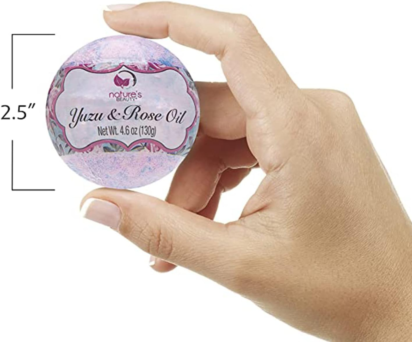 Nature'S Beauty Yuzu & Rose Oil Bath Bomb Multi-Pack - Natural Hand Crafted, Non-Staining, Luxury Fizzy Spa Bomb, Nourish Dull + Dry Skin, Made W/ Coconut Oil + Witch Hazel, 4.6 Oz (4 Pack) image number 6