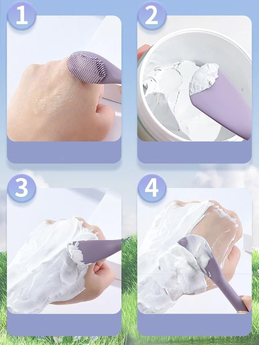 2 Pack Facial Cleansing Brush Set, 2-In-1 Cat Paw Silicone Face Scrubber. Used for Exfoliation, Massagem, Blackhead Removal, and Boby Lotion Application, Cleansing Skincare Tool (Pink/Purple) image number 5