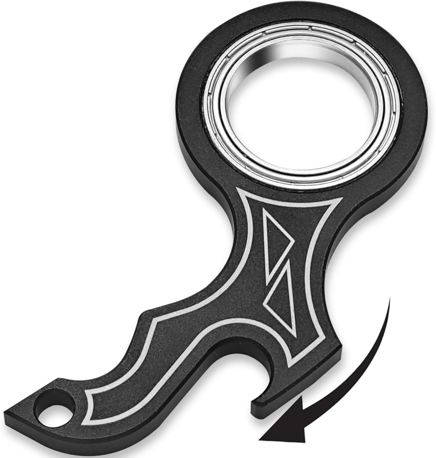 YIPUKIYI Keychain Spinner Fidget Ring Metal Key Chain Spinner Fidget Ring Type Toy for Man Women and Kids (Silver)